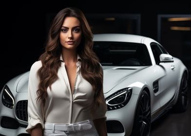 Girl and Mercedes GT car