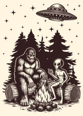 Bigfoot And Alien Camping