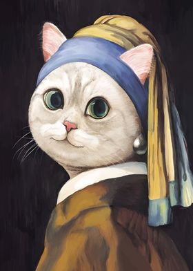 cat with a pearl earring