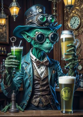 Aliens Raise Beer Glasses