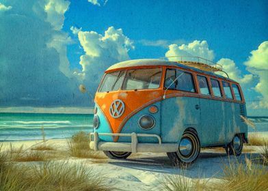 van on the beach