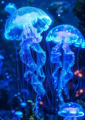 neon jellyfish glowing