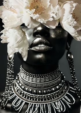 African Woman Art flower