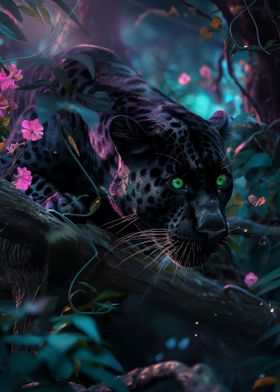 panther in magic forest
