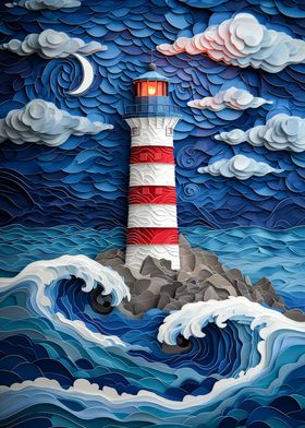 Stormy Sea Lighthouse Art
