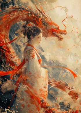 geisha dragon japan