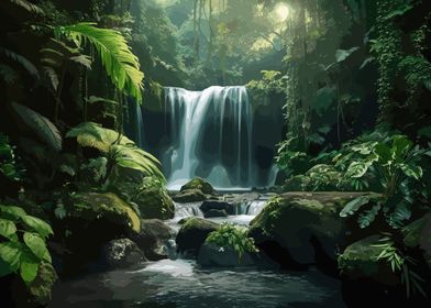 Waterfall Landscape Art