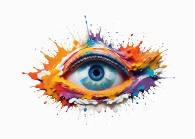 Eye between paint explosio