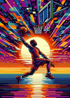 Basketball sunset pop art