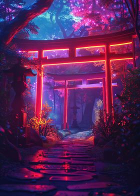 Japanese Neon Forest Aura