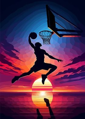 Basketball sunset pop art