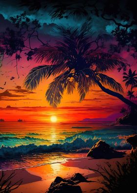 Beach Sunset Landscape