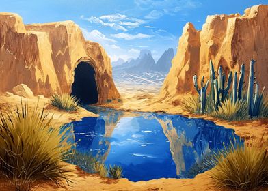 Desert oasis with a myster