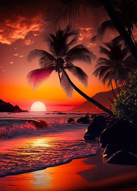 Beach Sunset Landscape