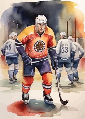 Hockey watercolor art