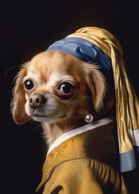 Pug with Pearl Earring