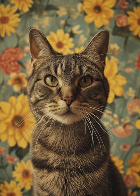 Floral Cat Pet Portrait