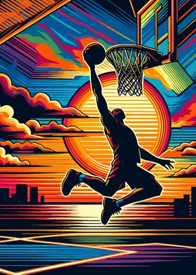 Basketball sunset pop art 