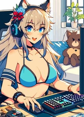 Anime Bikini Gamer Girl