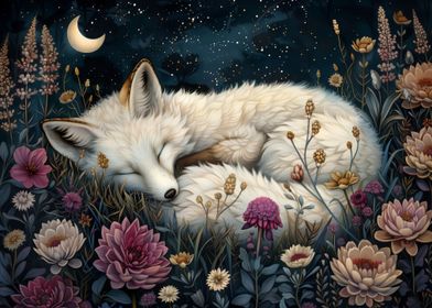 Sleeping Whimsy White Fox