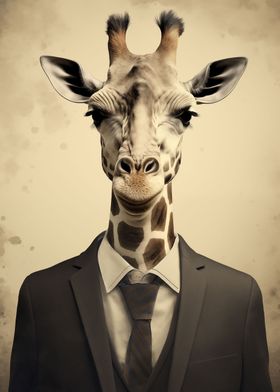 Giraffe in a suit