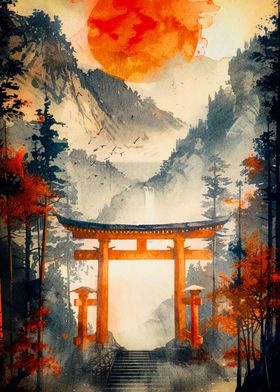 gate japanese landscape 