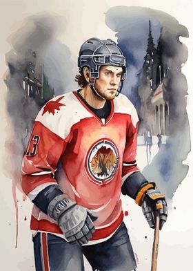 Hockey player watercolor