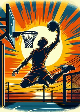Basketball sunset pop art 