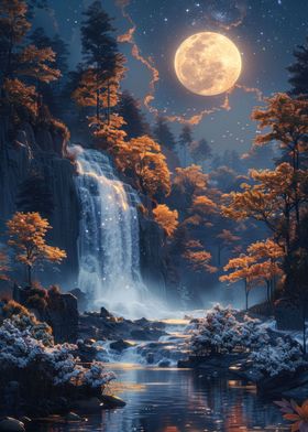 Waterfall by Moonlight
