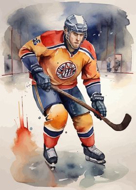 Ice hockey watercolor