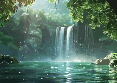 Waterfall Landscape Art