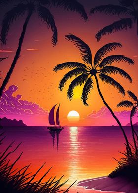 Beach Sunset Landscape