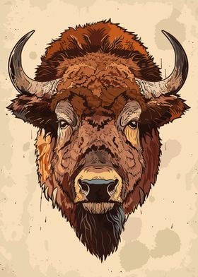 Buffalo head illustration