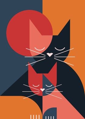 Abstract cats in love