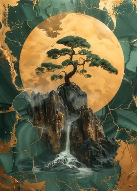 Gold Moon Bonsai Tree Art