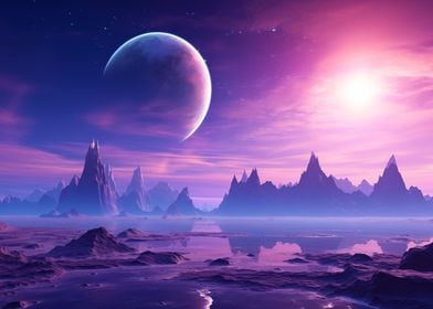 Violet blue alien planet