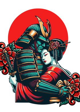 samurai and Geisha pop art