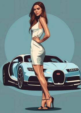 Bugatti car and girl