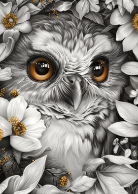 Whimsical Golden Eyed Owl