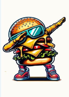 Burger dabbing funny art
