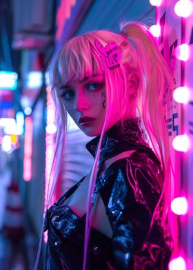 Neon Tokyo cyber Punk Girl