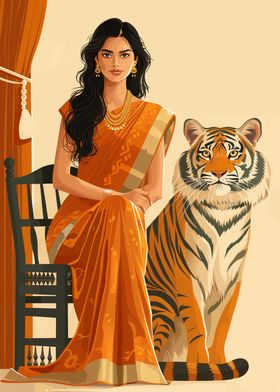 indian with tiger