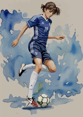 Teenage girl and soccer