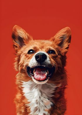 Happy Dog Red Pop Art 