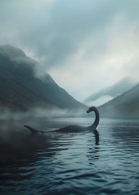 Loch Ness Monster In Lake