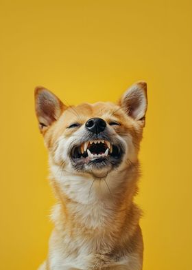 Laughing Dog Yellow PopArt