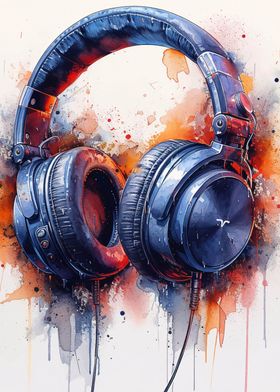 Headphone Watercolor