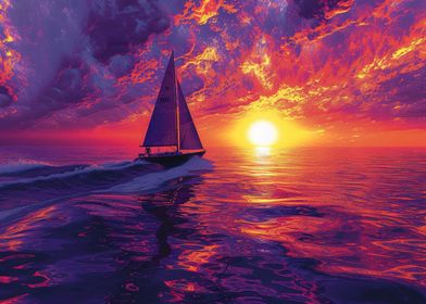 Sailboat Sunset Painting