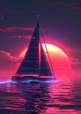 Sailboat Sunset Painting