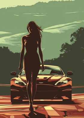 Aston Martin car and girl